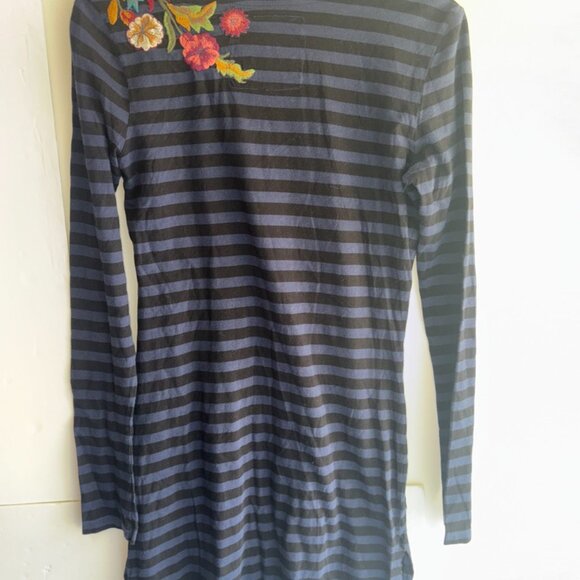 Johnny Was Striped Long Sleeve Dress with Floral Embroidery XS Striped Tunic - Picture 10 of 11